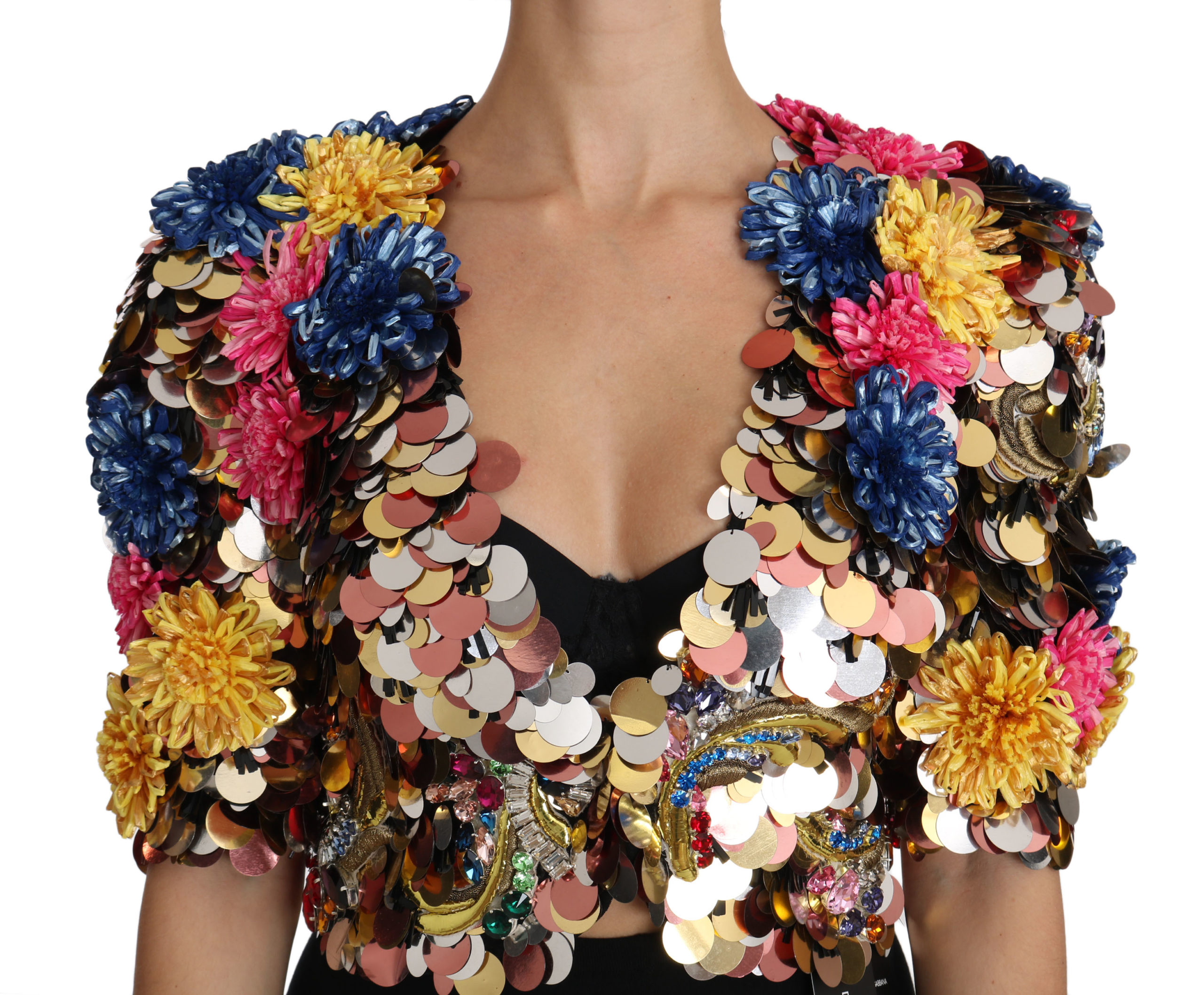 Crystal Sequined Floral Jacket Coat - Image 3