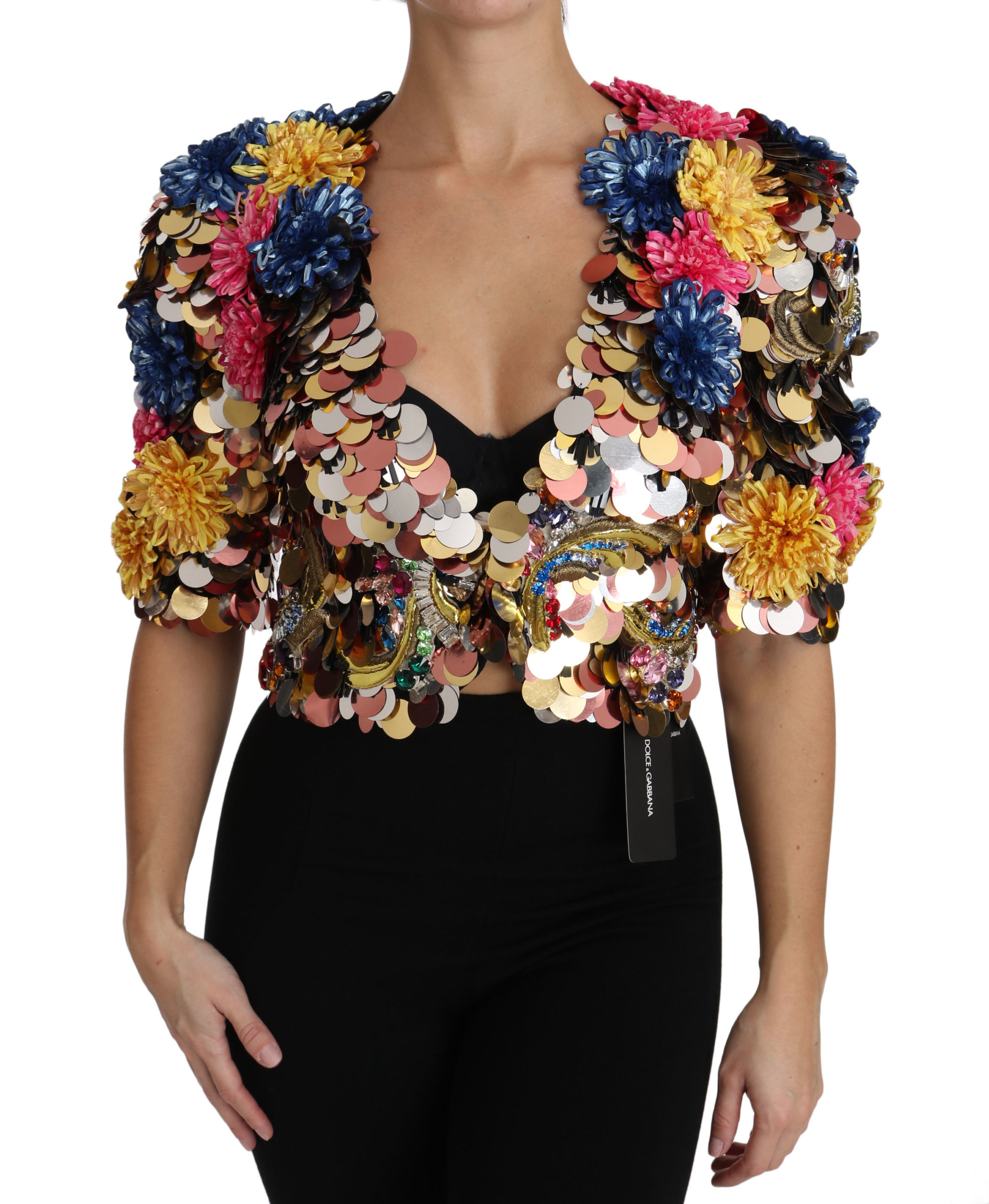 Crystal Sequined Floral Jacket Coat - Image 4