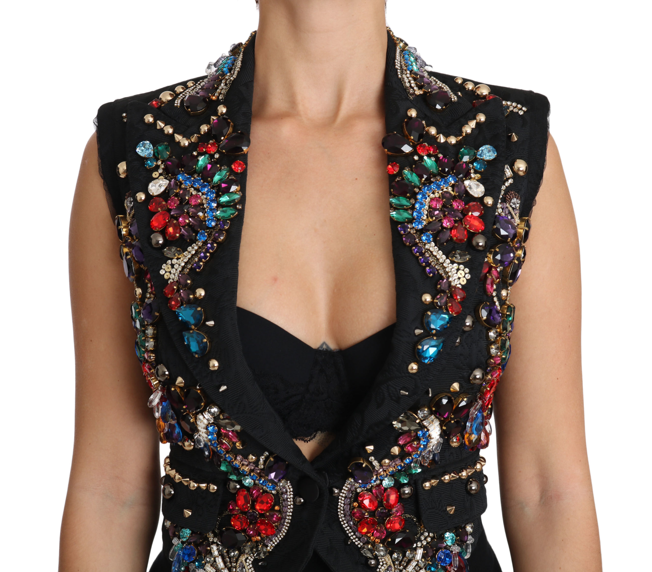Black Crystal Sicily Vest Waistcoat - Image 3