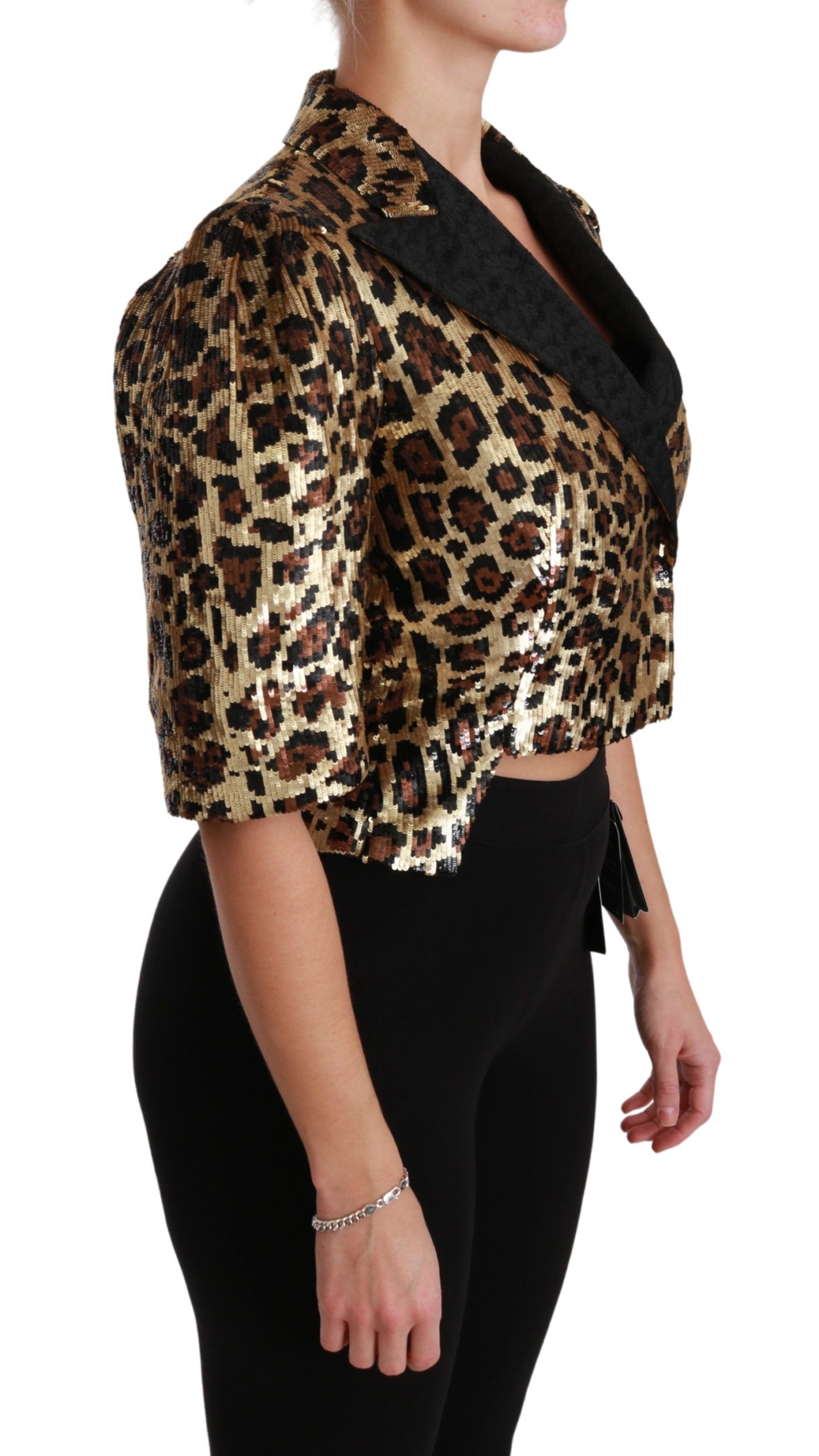 Blazer Gold Leopard Sequined Jacket - Image 2