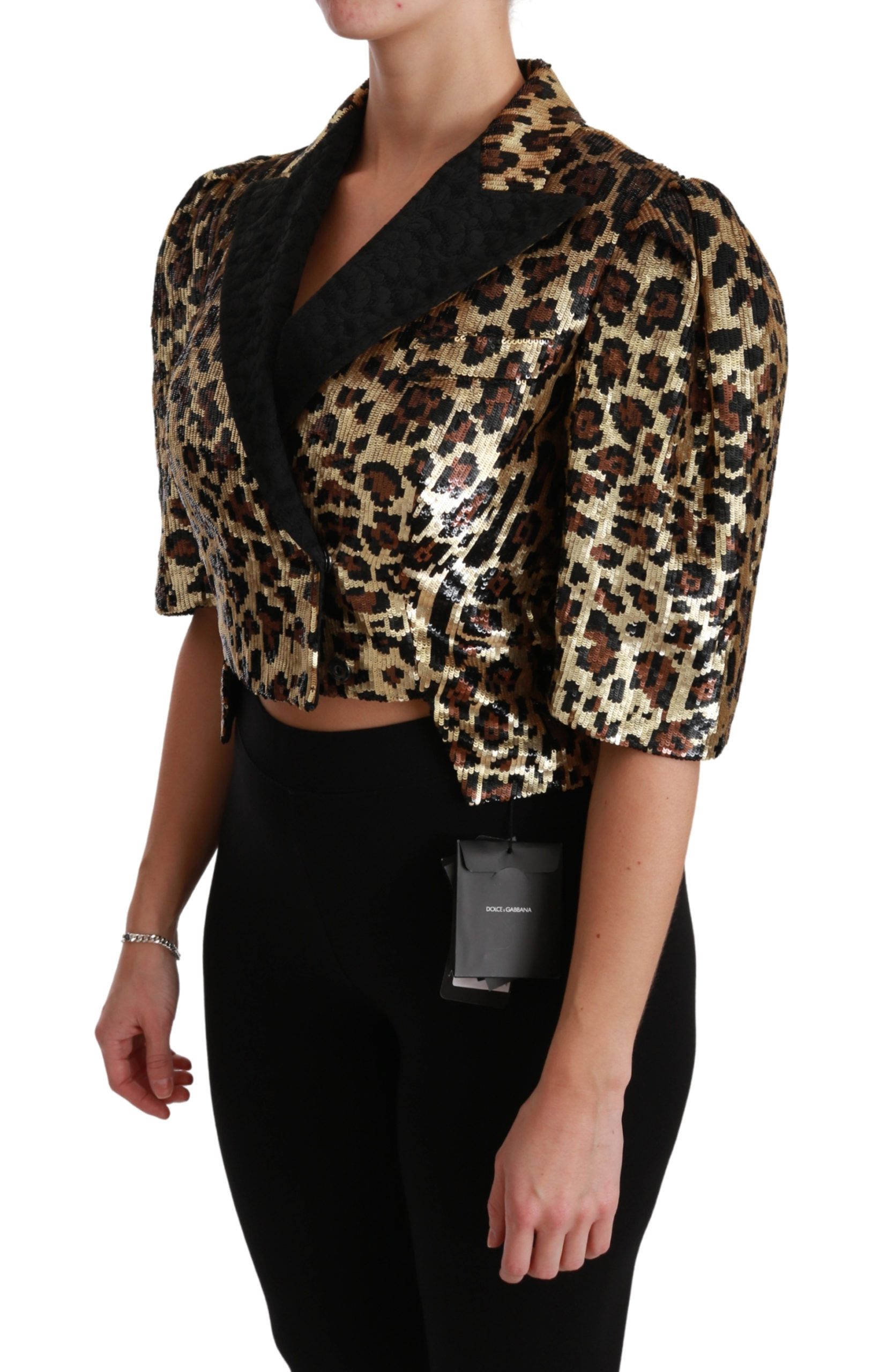 Blazer Gold Leopard Sequined Jacket - Image 3