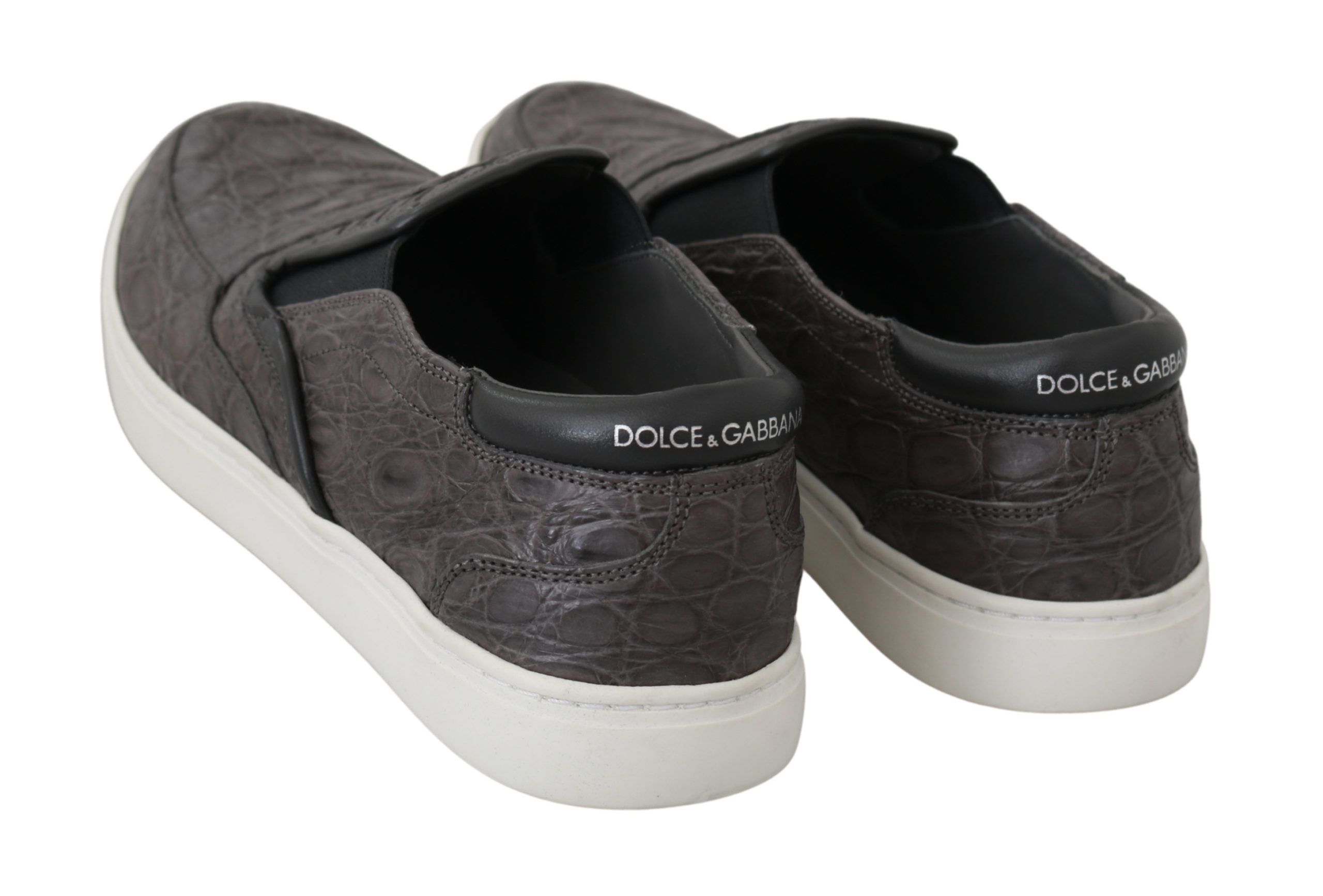 Gray Leather Flat Caiman Mens Loafers Shoes - Image 4