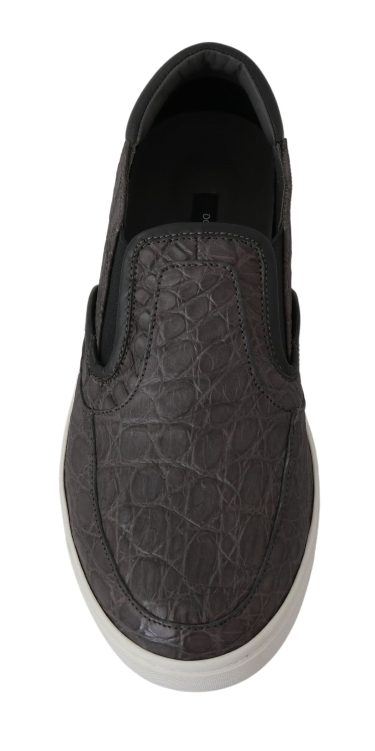Gray Leather Flat Caiman Mens Loafers Shoes - Image 7