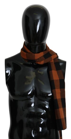 Orange Check Neck Wrap Shawl Scarf