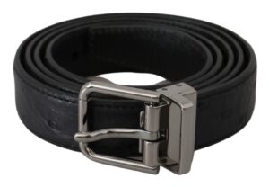 Black Exotic Skin Pattern Silver Buckle Belt