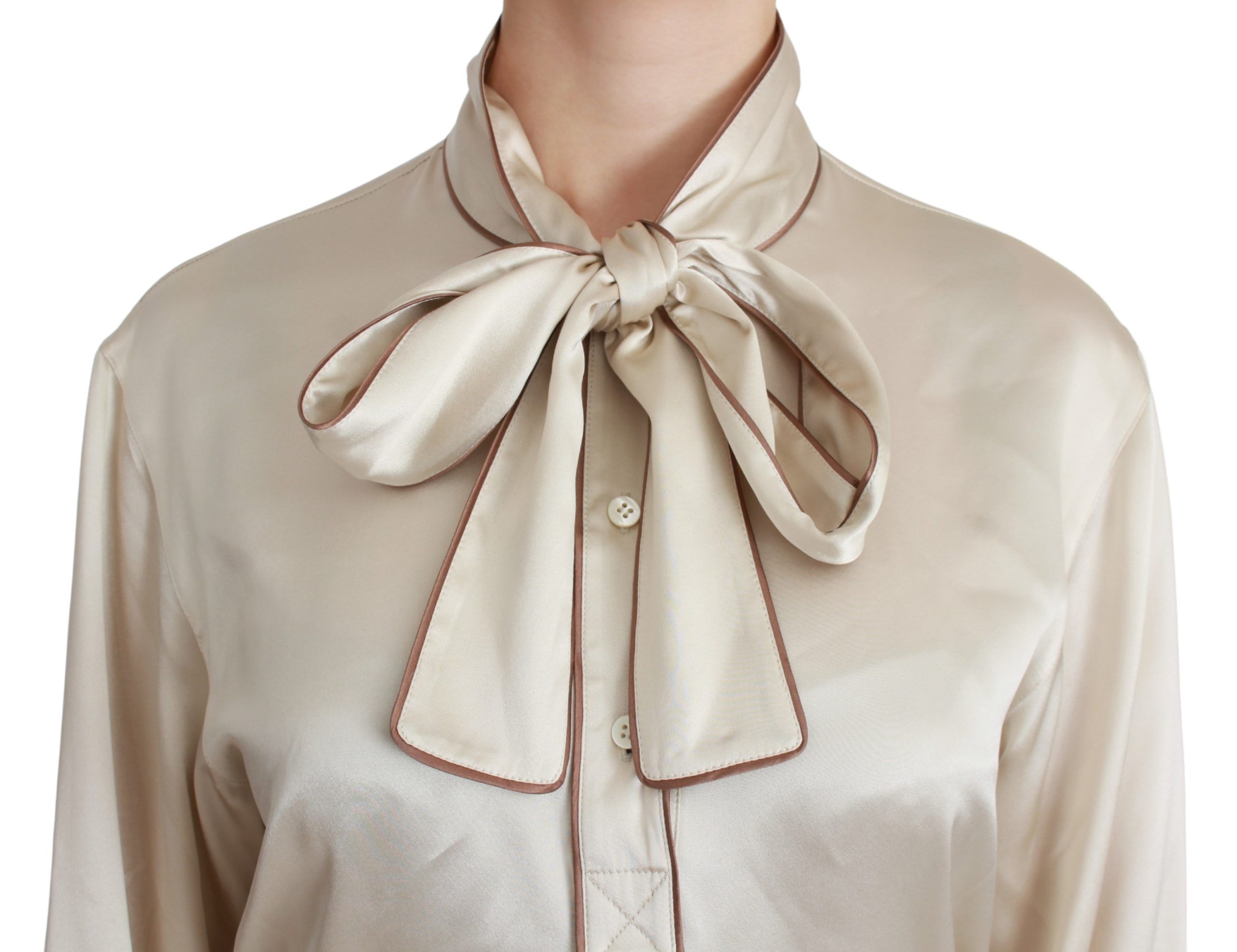 Beige Sleeve Top Queen Silk Satin Blouse - Image 5