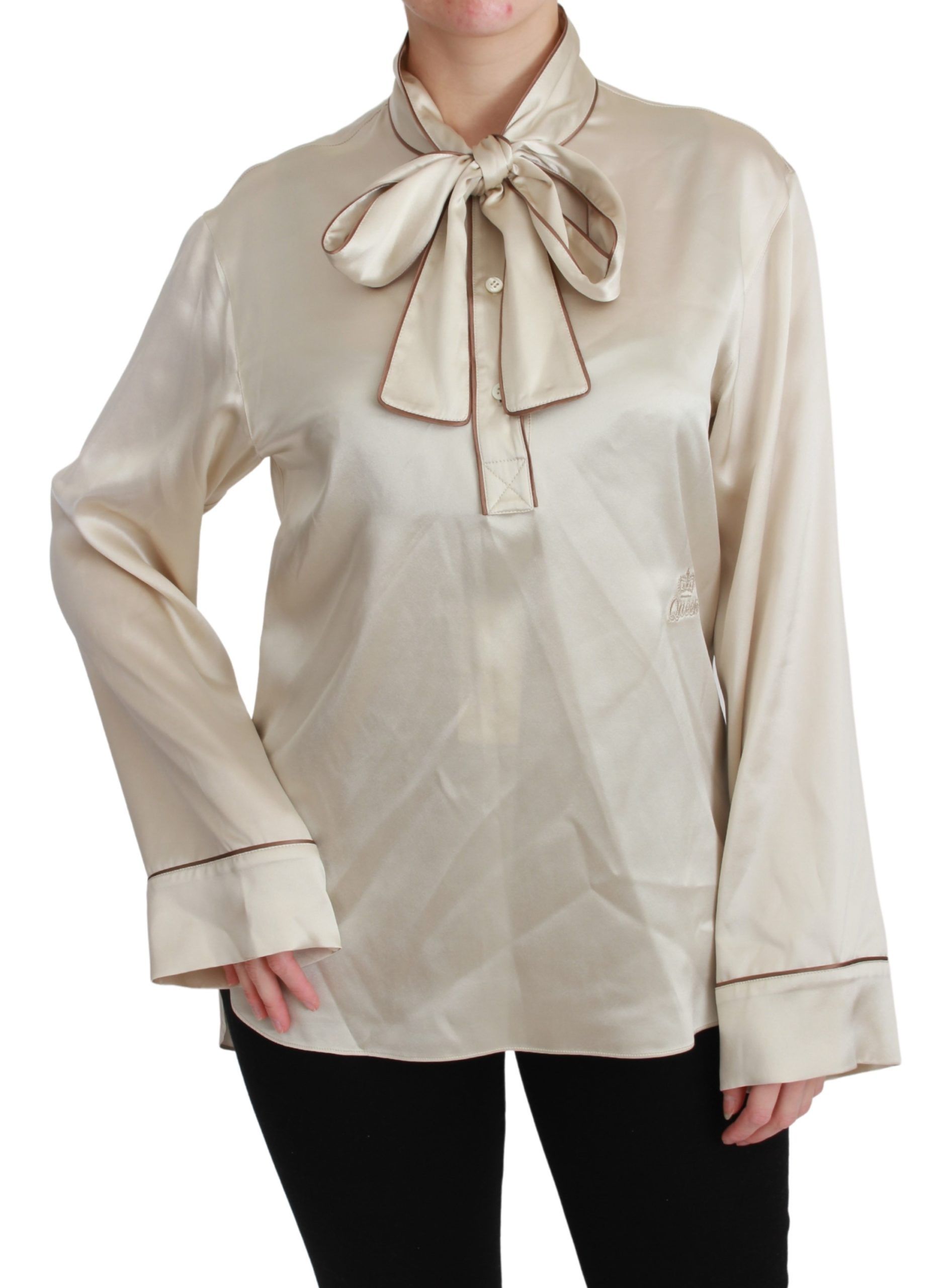 Beige Sleeve Top Queen Silk Satin Blouse - Image 6