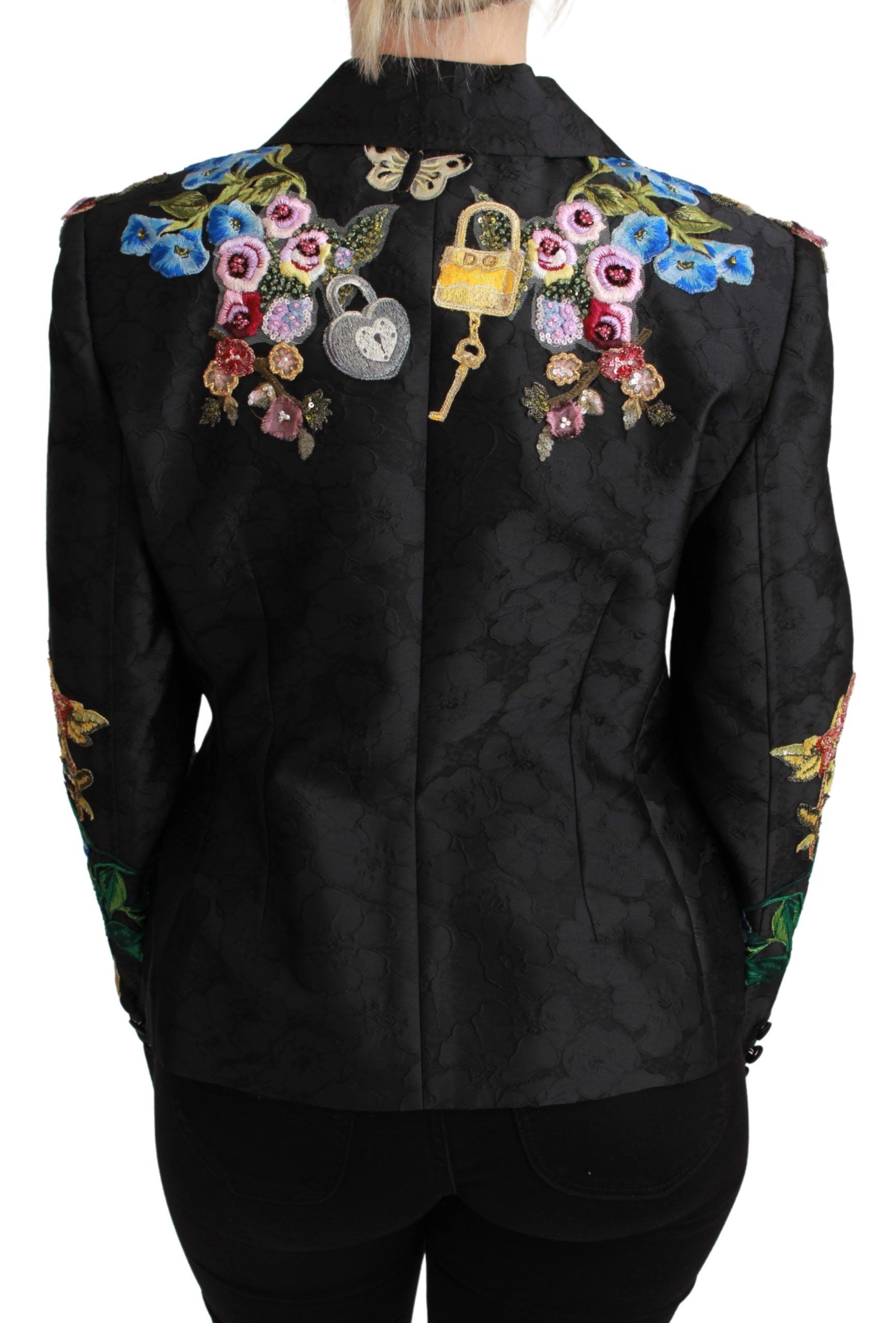 Black Brocade Crystal Blazer Jacket - Image 4