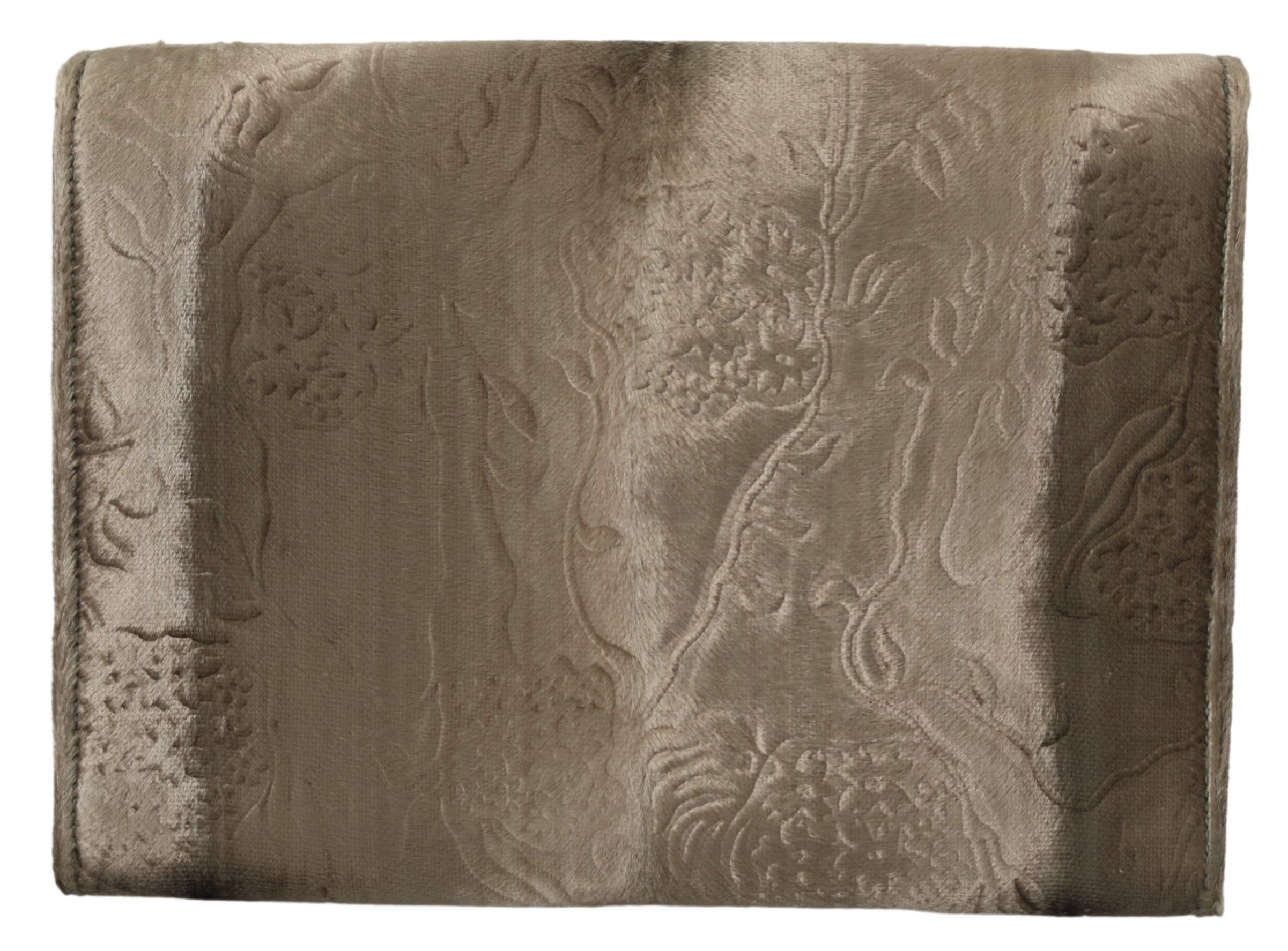 Beige Velvet Floral Leather Men Document Briefcase - Image 2
