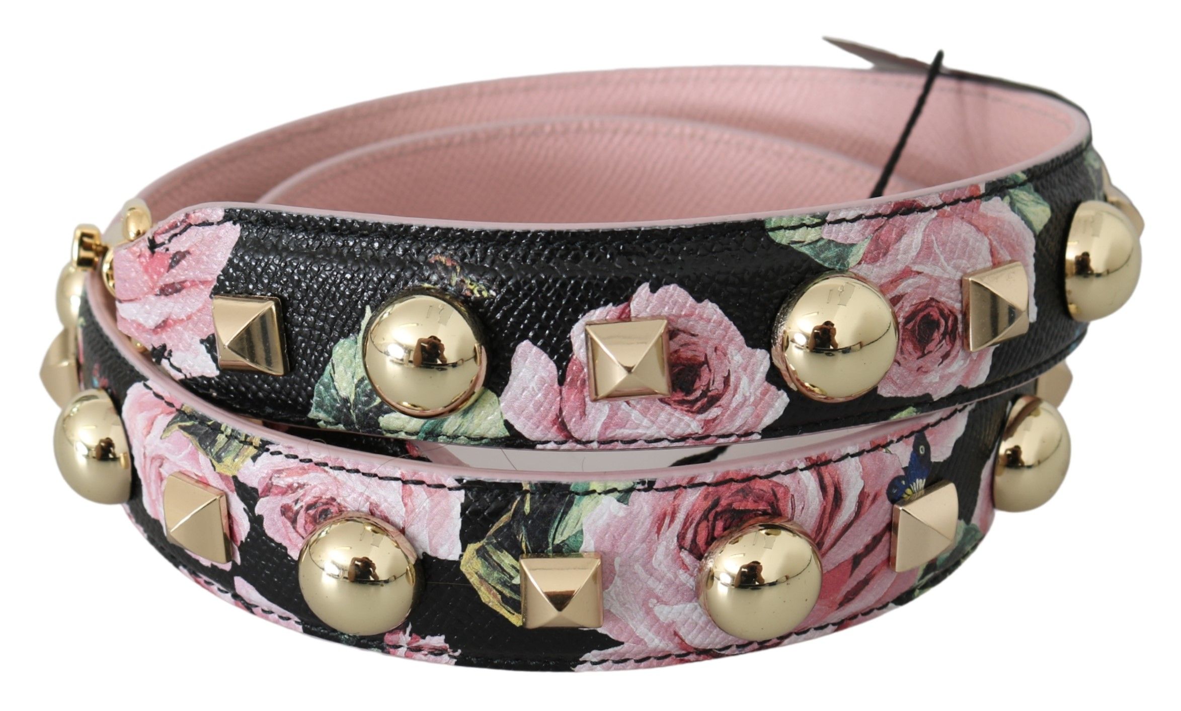 Pink Floral Leather Stud Accessory Shoulder Strap - Image 3