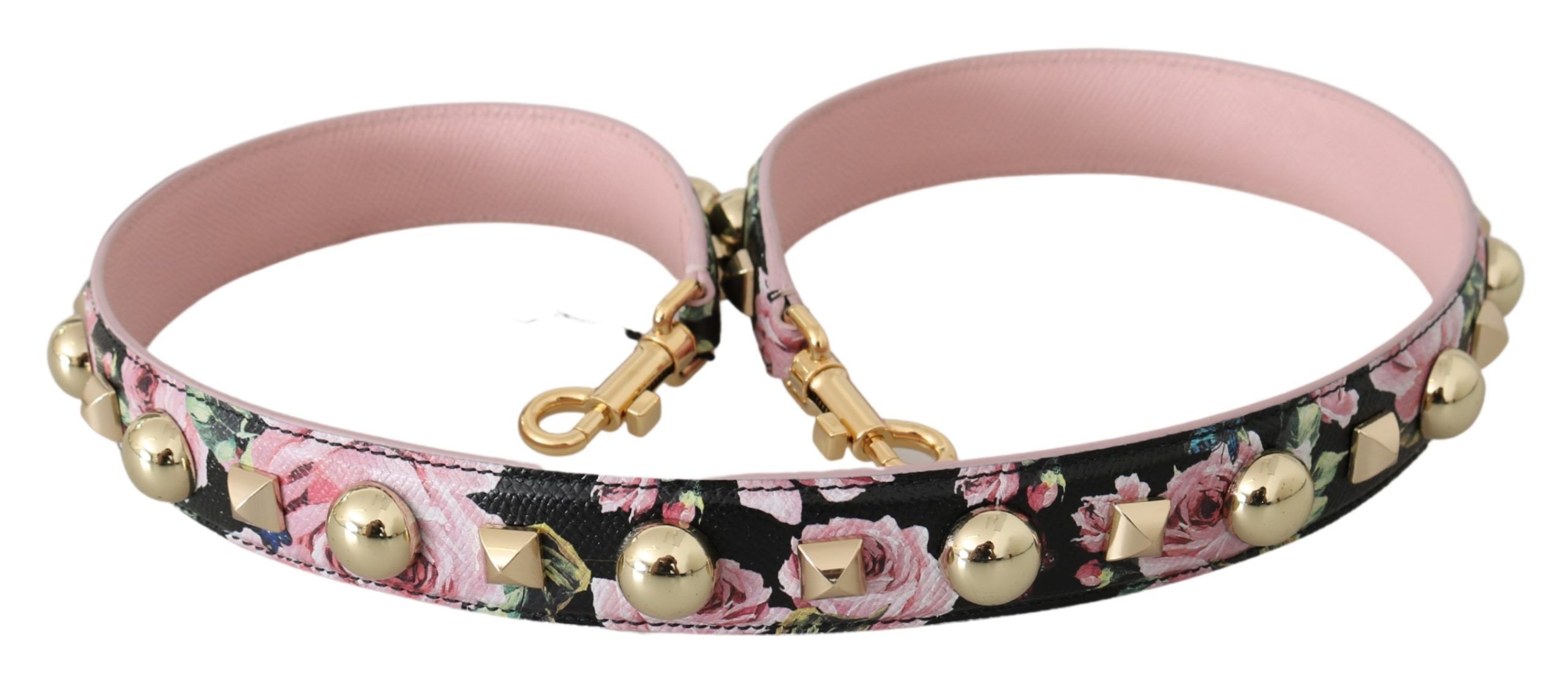 Pink Floral Leather Stud Accessory Shoulder Strap - Image 2