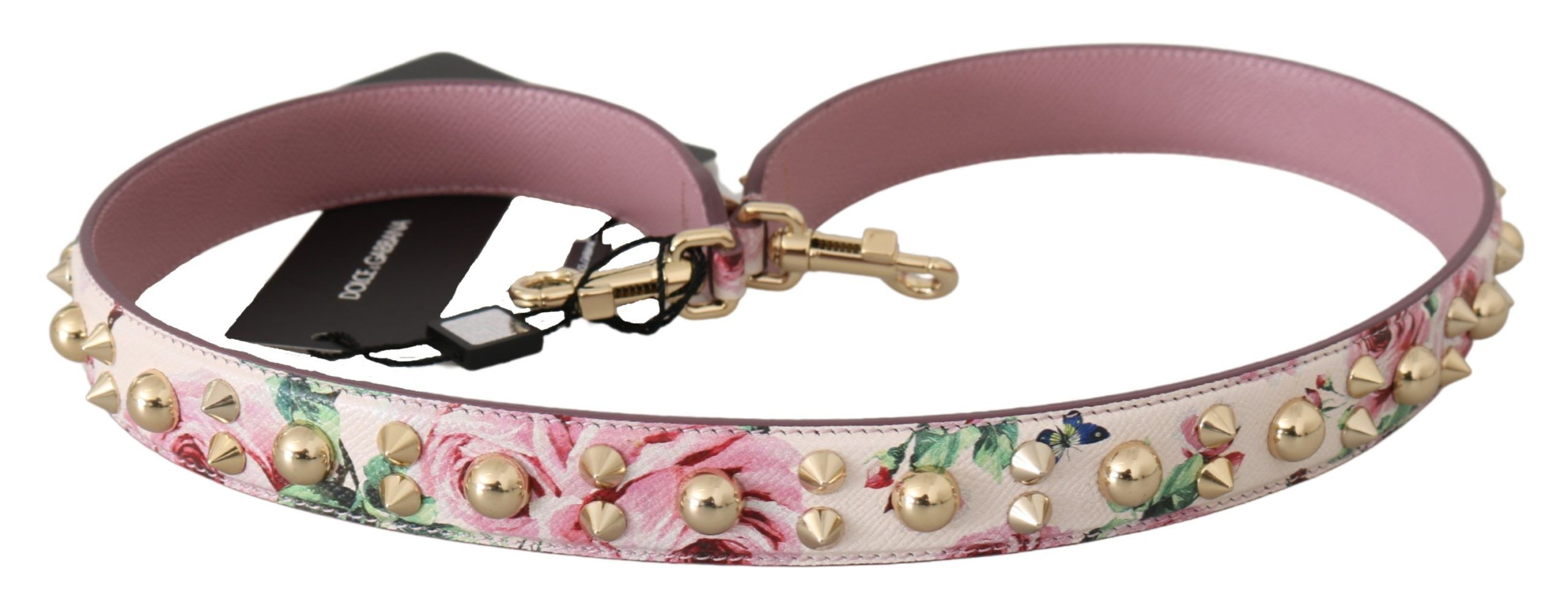 Pink Floral Leather Stud Accessory Shoulder Strap - Image 3