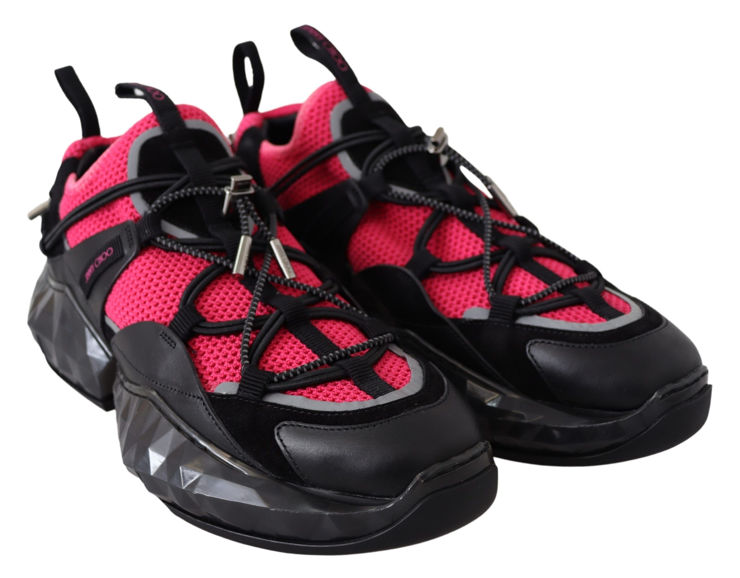 Electric Elegance Leather Mesh Sneakers - Image 6
