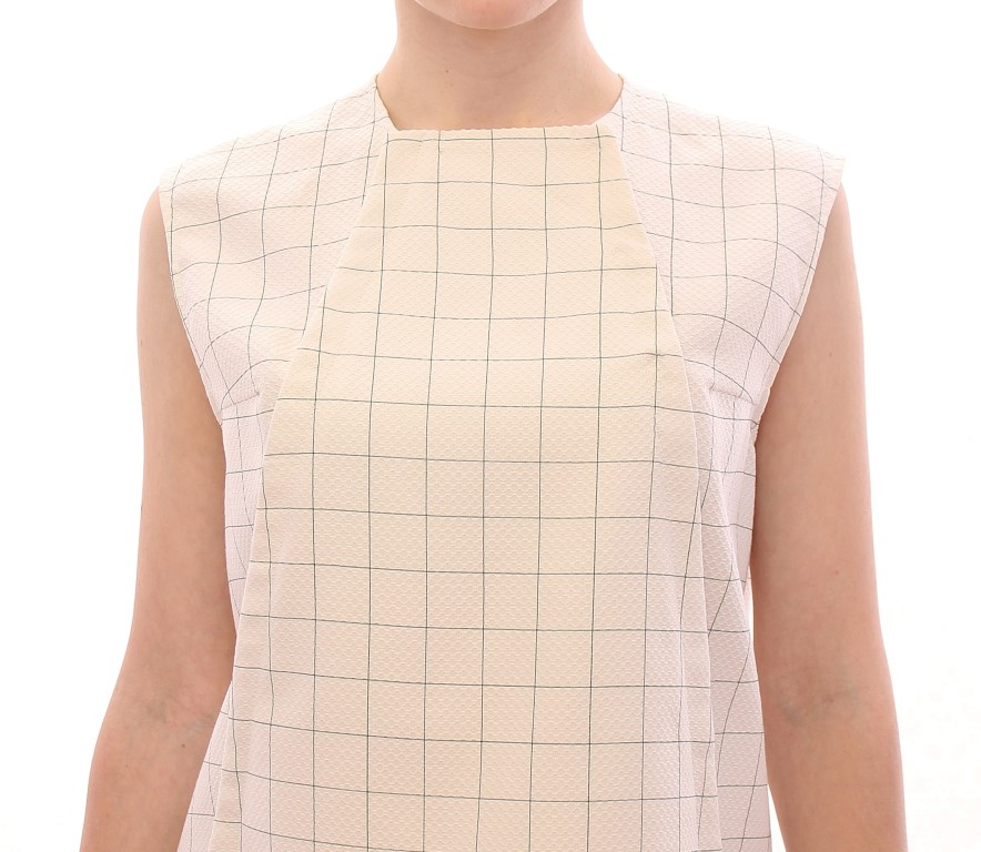 White Cotton Checkered Shirt Top - Image 4