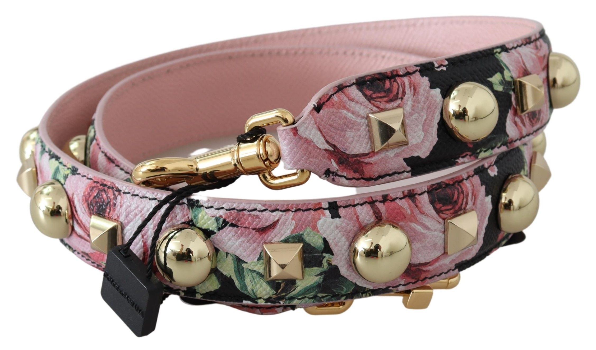 Pink Floral Gold Studs Bag Accessory Shoulder Strap - Image 2