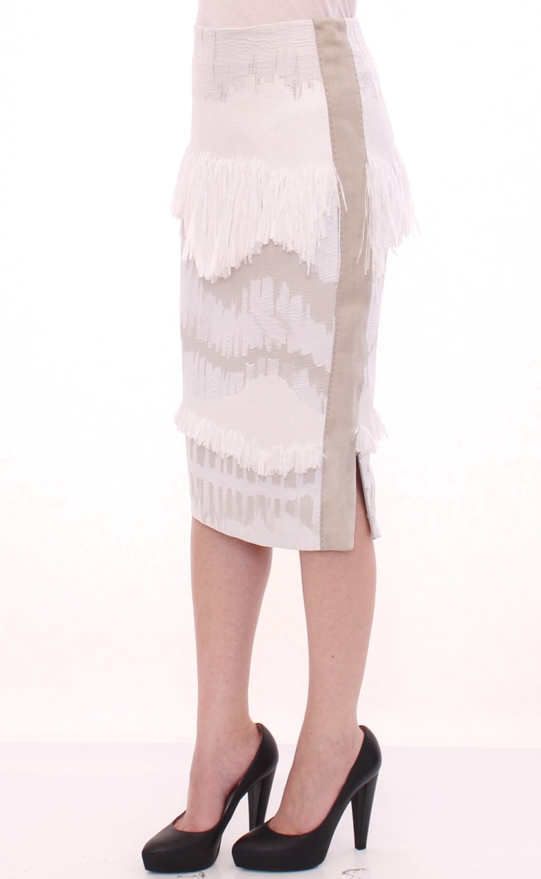 White Acrylic Straight Pencil Skirt - Image 2