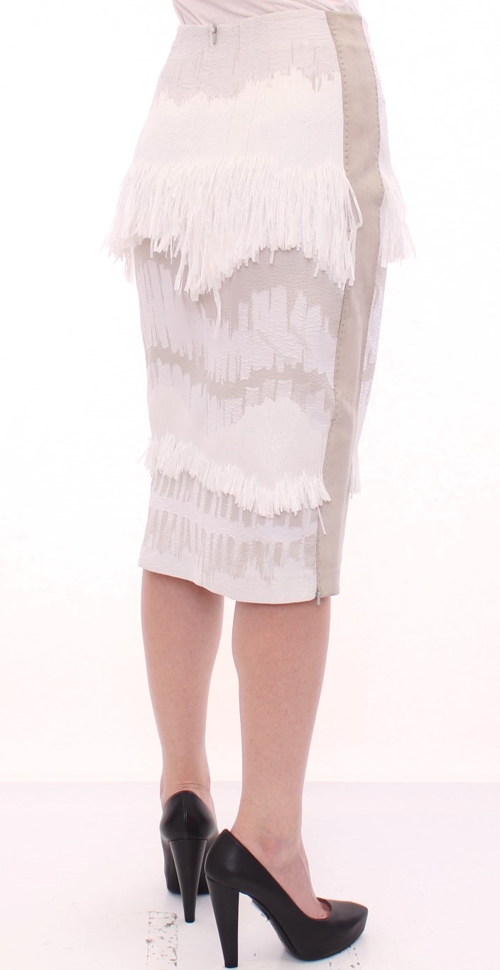 White Acrylic Straight Pencil Skirt - Image 4