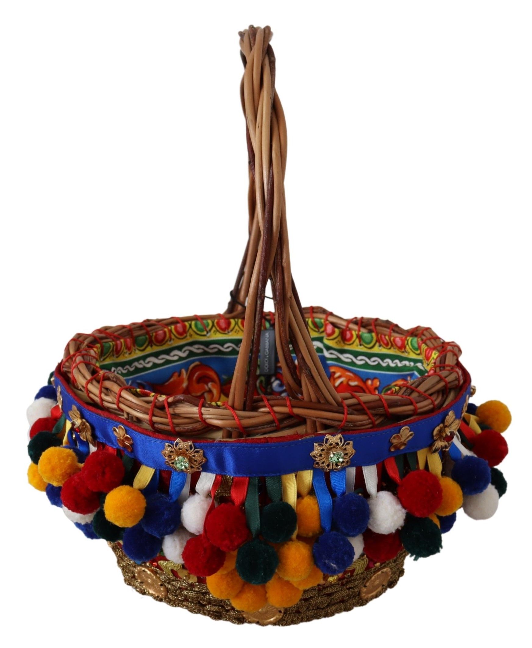 Multicolor Cotton Embellished Agnese Basket Tote Bag - Image 2