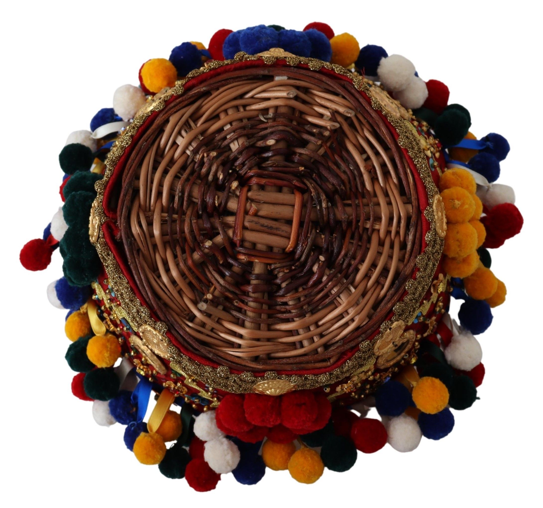 Multicolor Cotton Embellished Agnese Basket Tote Bag - Image 3