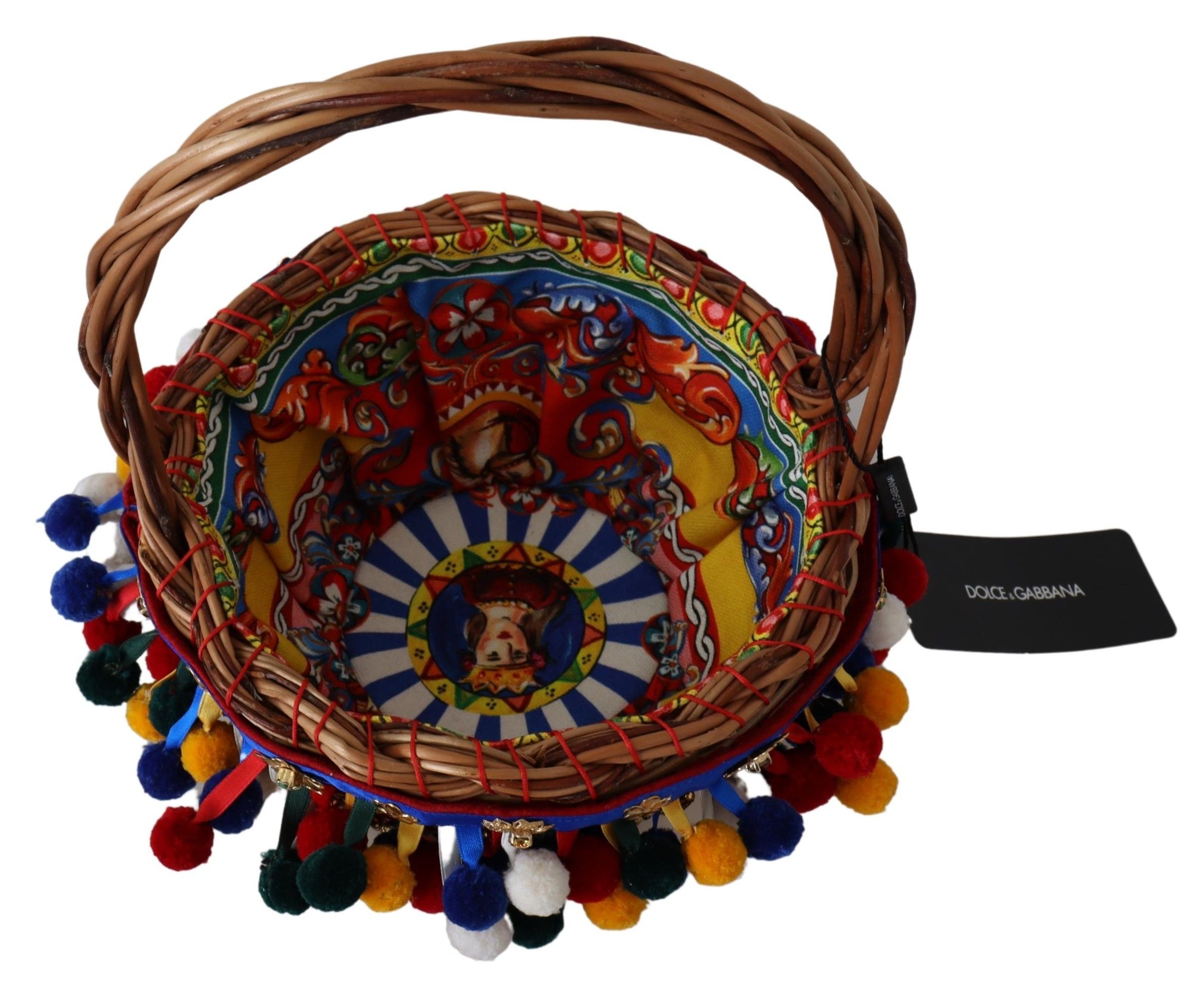 Multicolor Cotton Embellished Agnese Basket Tote Bag - Image 4