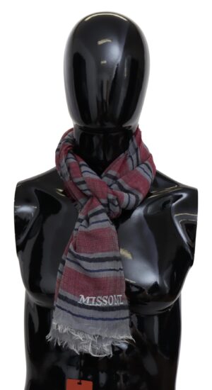Multicolor Striped Wool Blend Unisex Neck Wrap Scarf