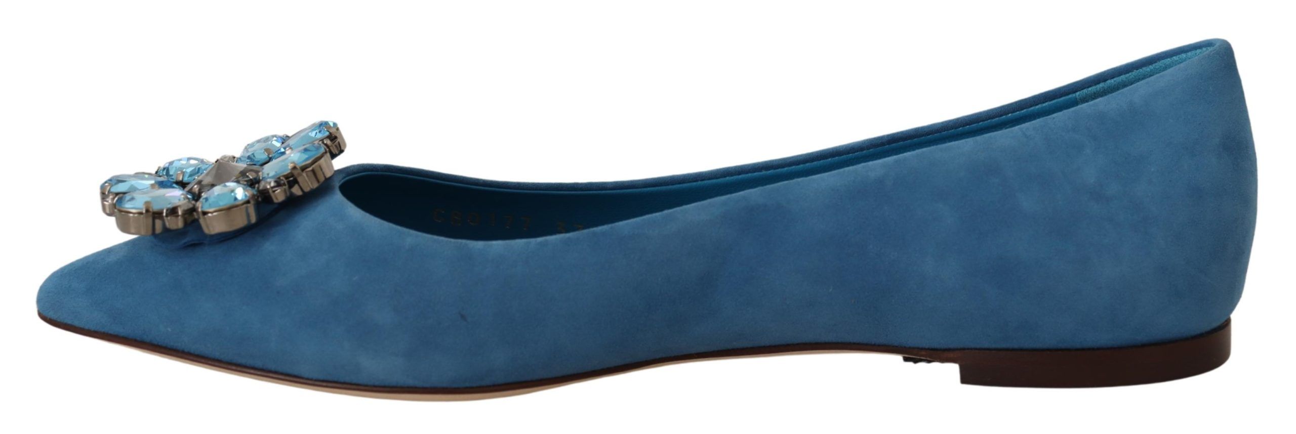 Blue Suede Crystals Loafers Flats Shoes - Image 3