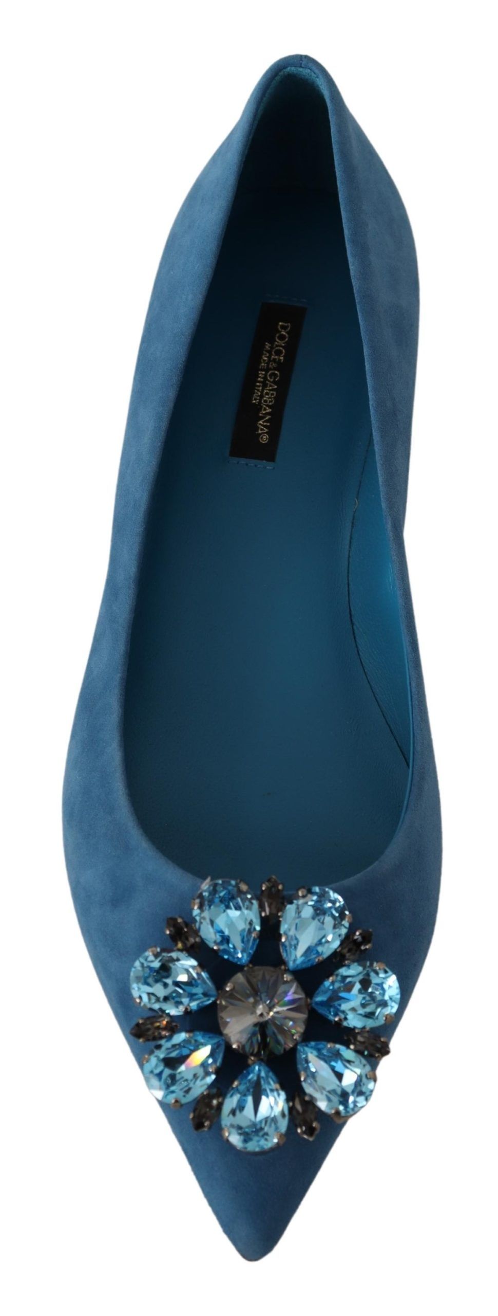 Blue Suede Crystals Loafers Flats Shoes - Image 5