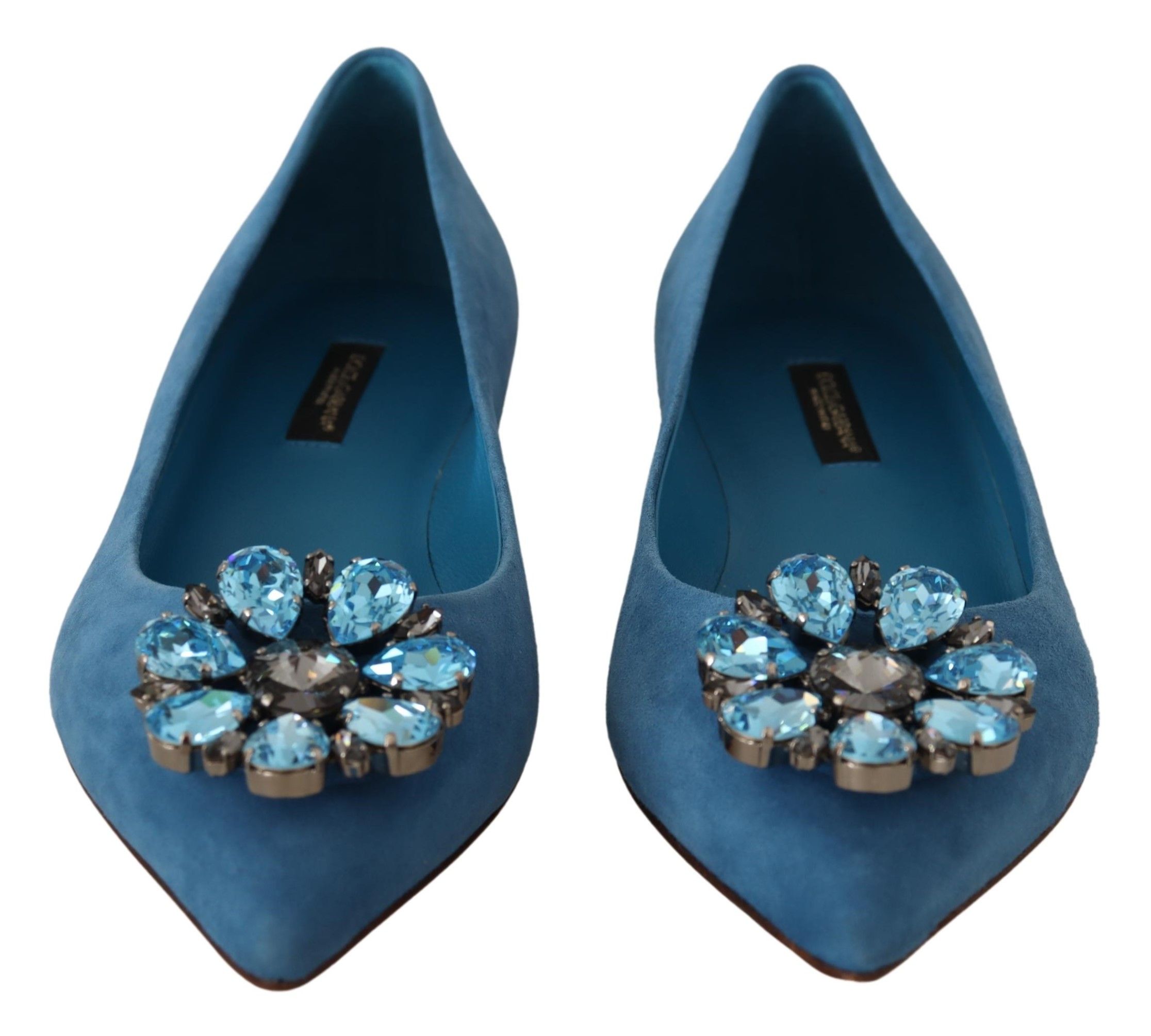Blue Suede Crystals Loafers Flats Shoes - Image 6