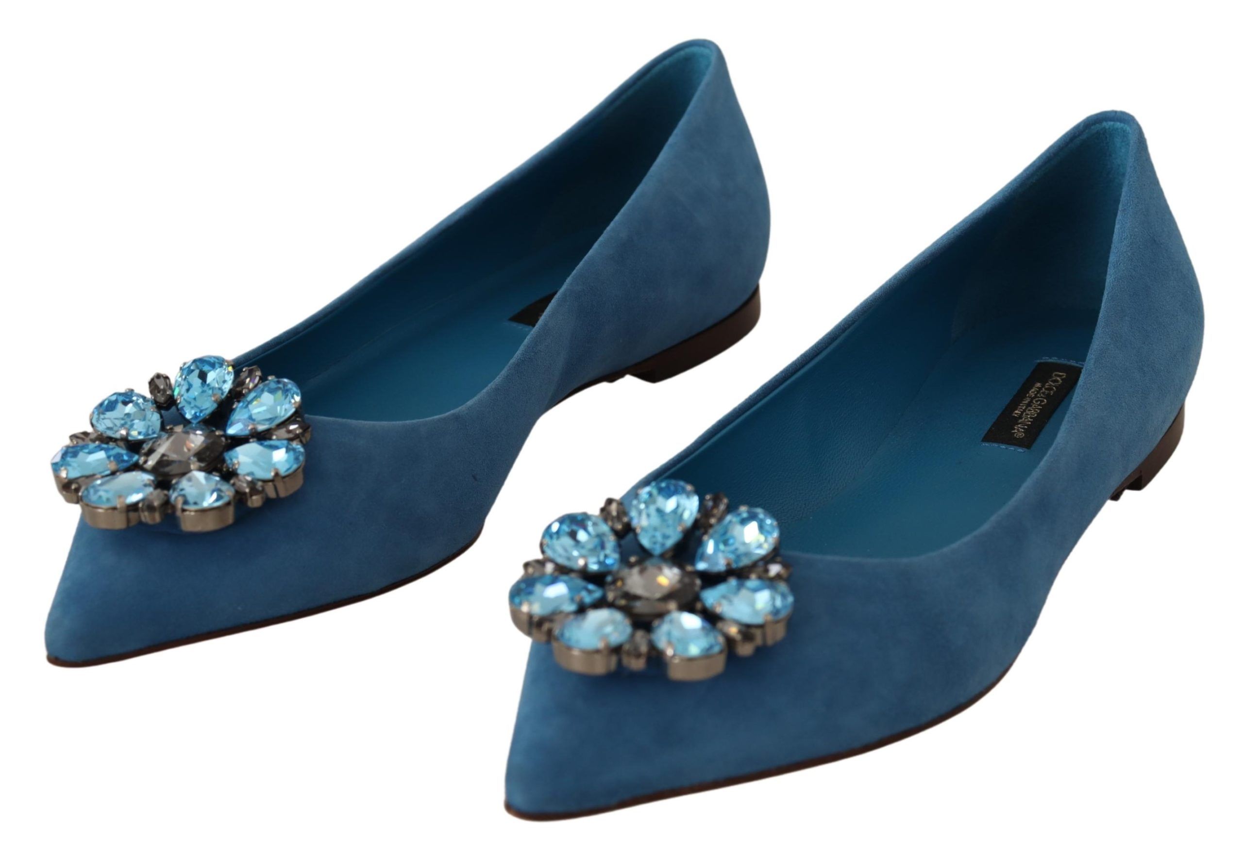 Blue Suede Crystals Loafers Flats Shoes - Image 7