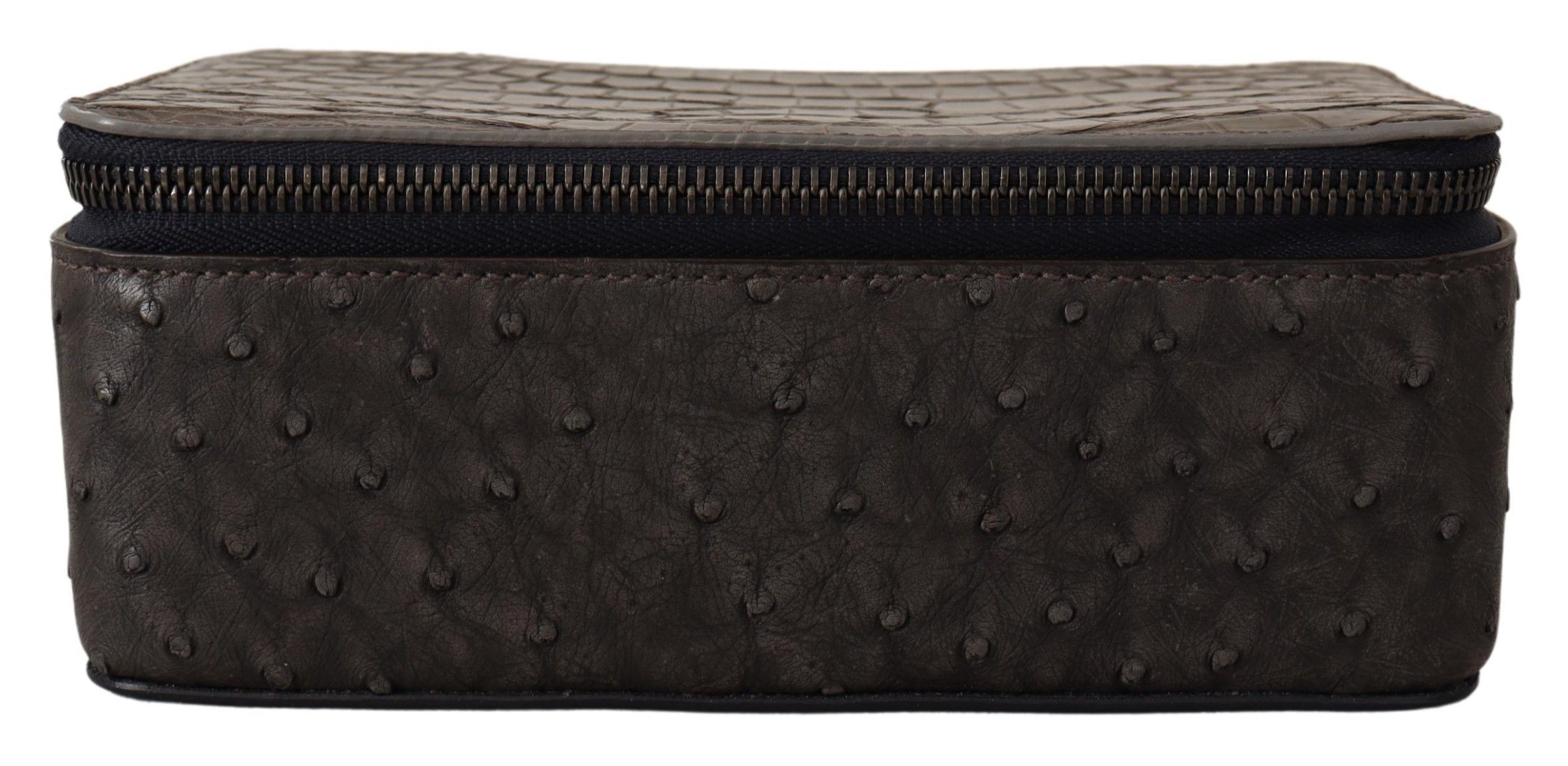 Gray Skin Leather Vanity Case Toiletry Shaving Bag - Image 5