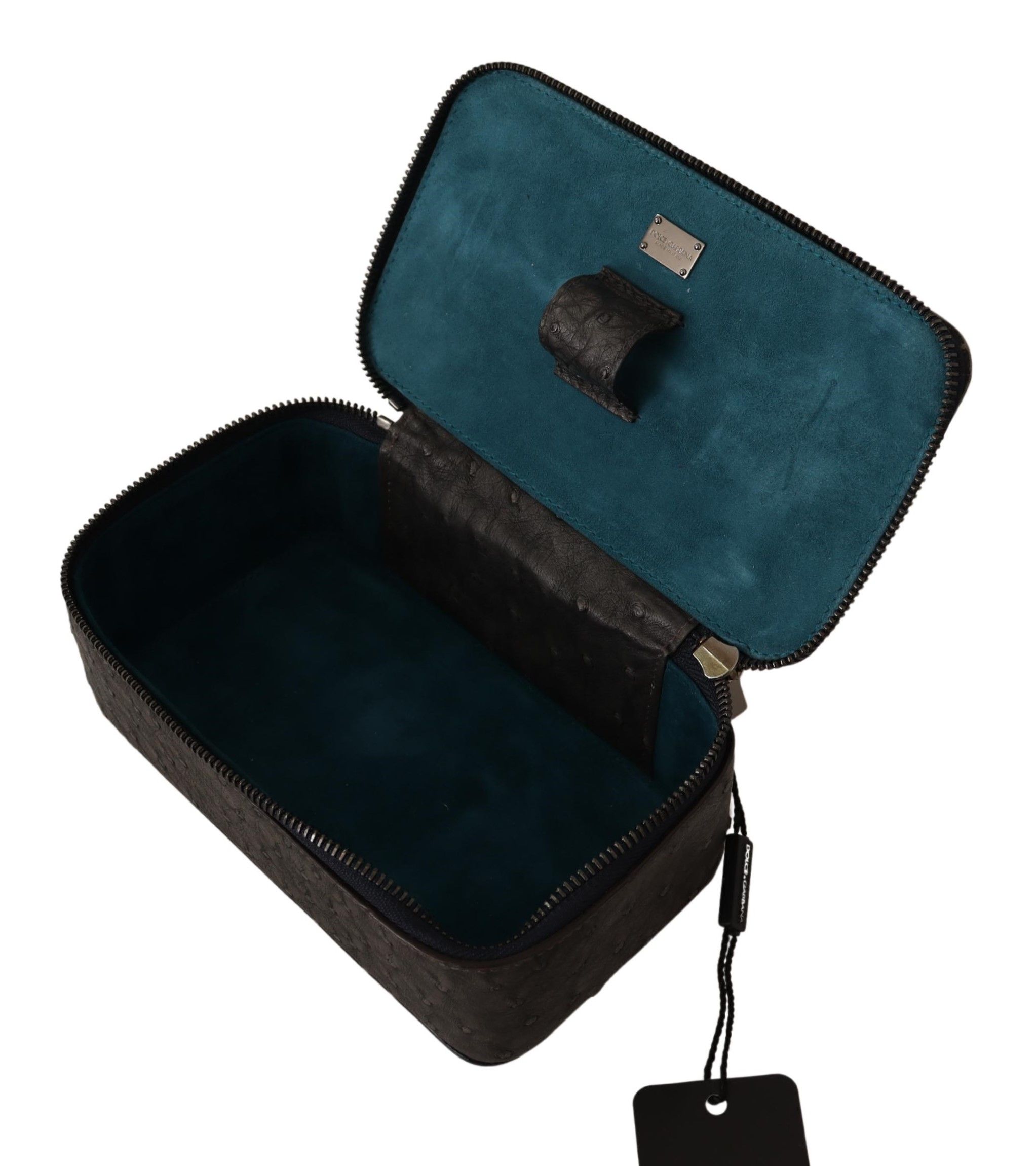 Gray Skin Leather Vanity Case Toiletry Shaving Bag - Image 6