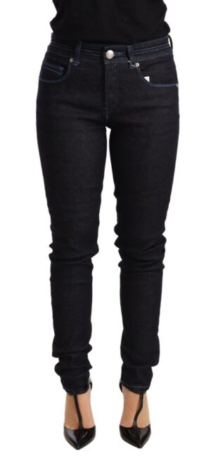 Blue Cotton Low Waist Slim Fit Denim Women Trouser Jeans