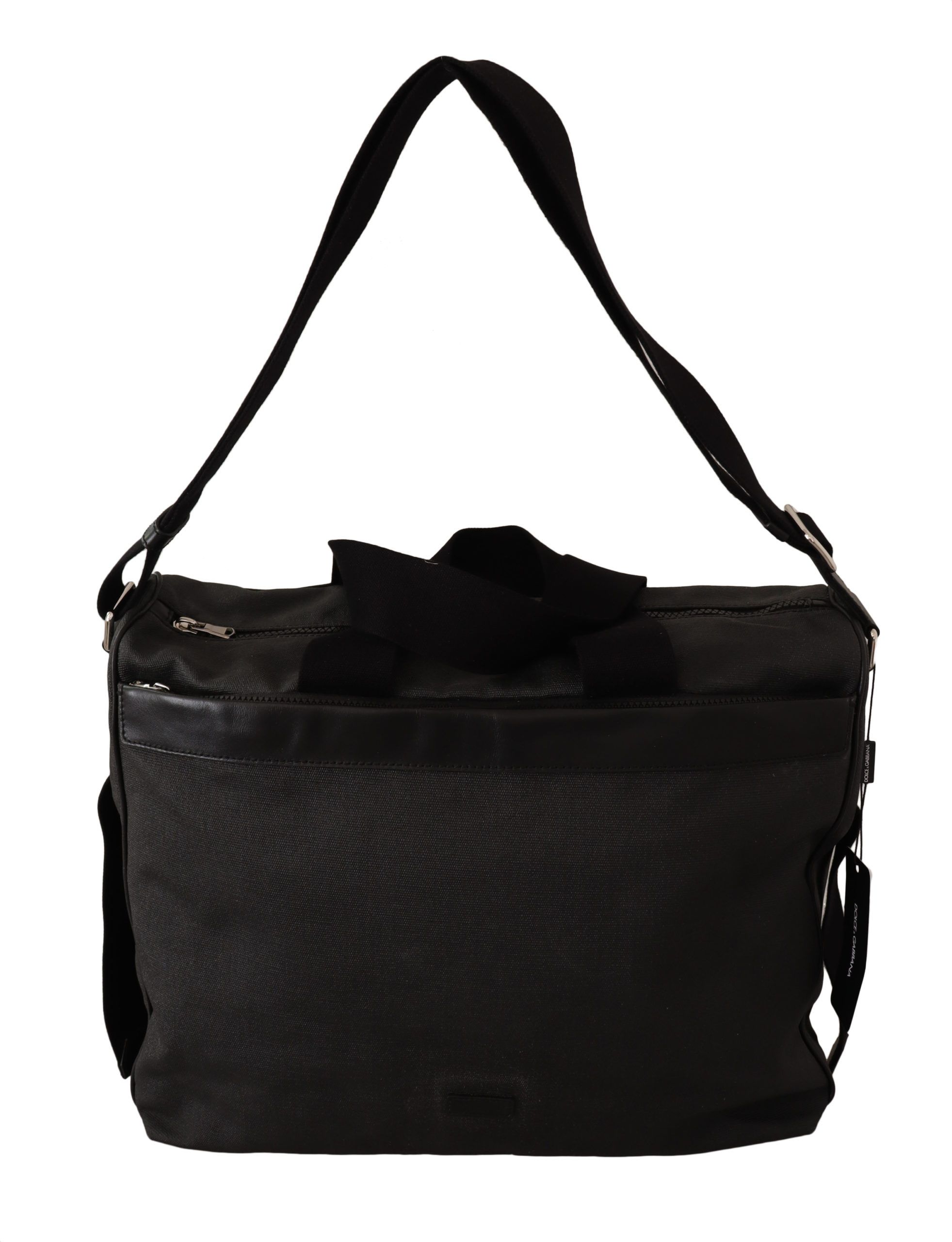 Black Denim Leather Shoulder Strap Messenger Bag - Image 5