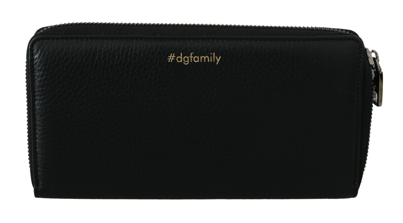 Black Leather #DGFAMILY Zipper Continental Mens Wallet - Image 3