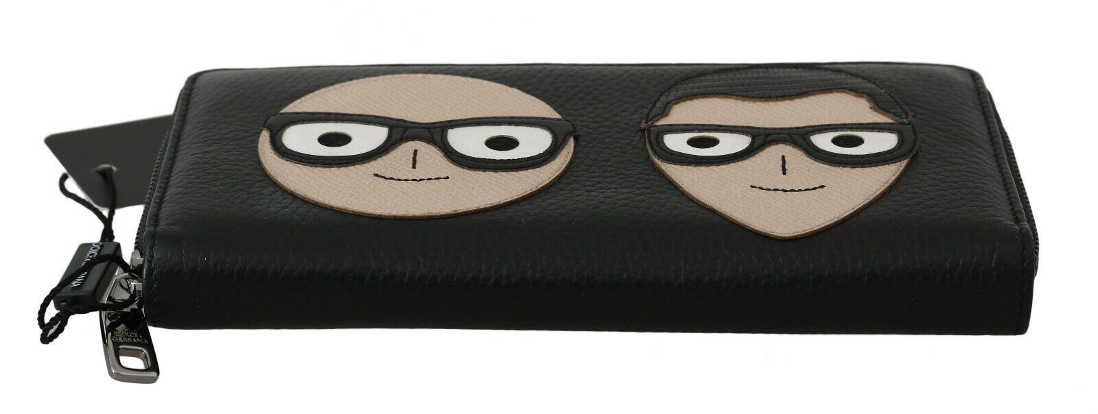 Black Leather #DGFAMILY Zipper Continental Mens Wallet - Image 4