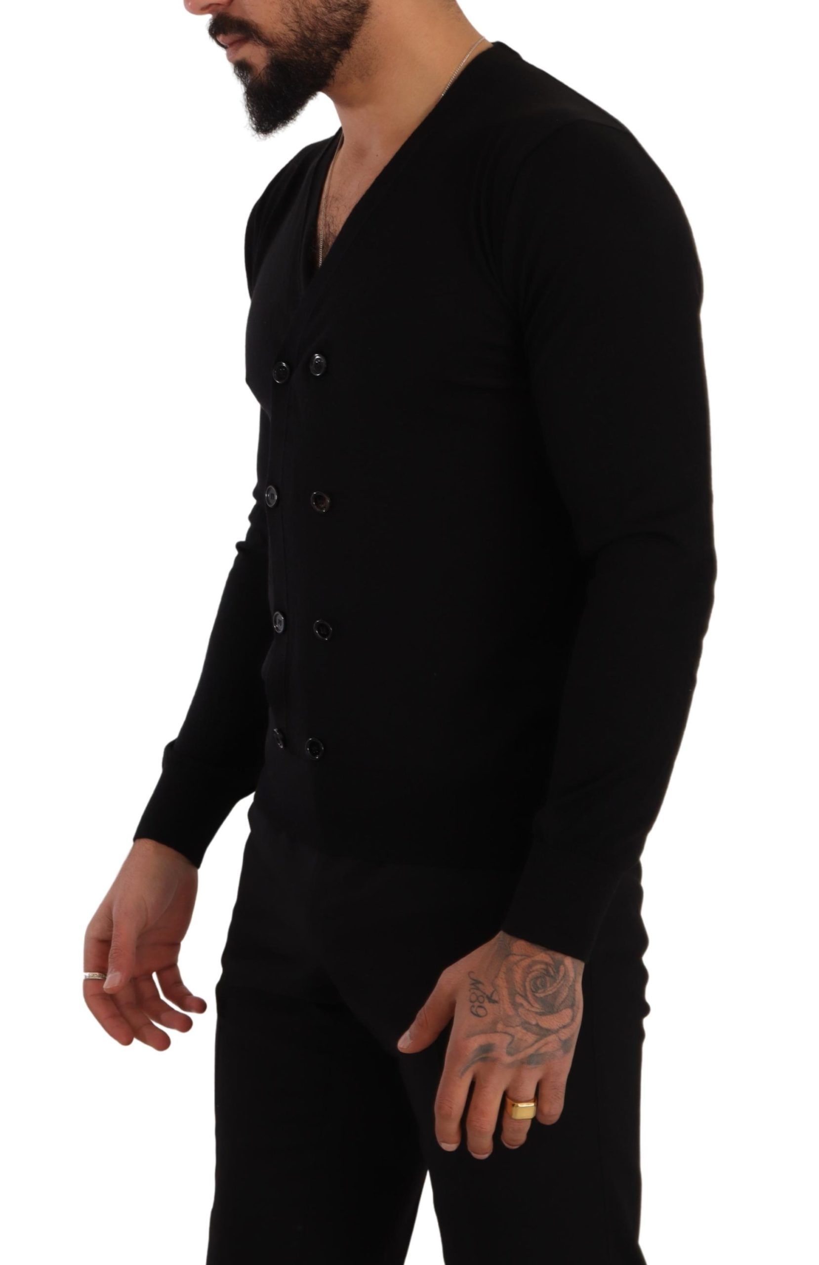 Black Cashmere Button Down Cardigan Sweater - Image 2