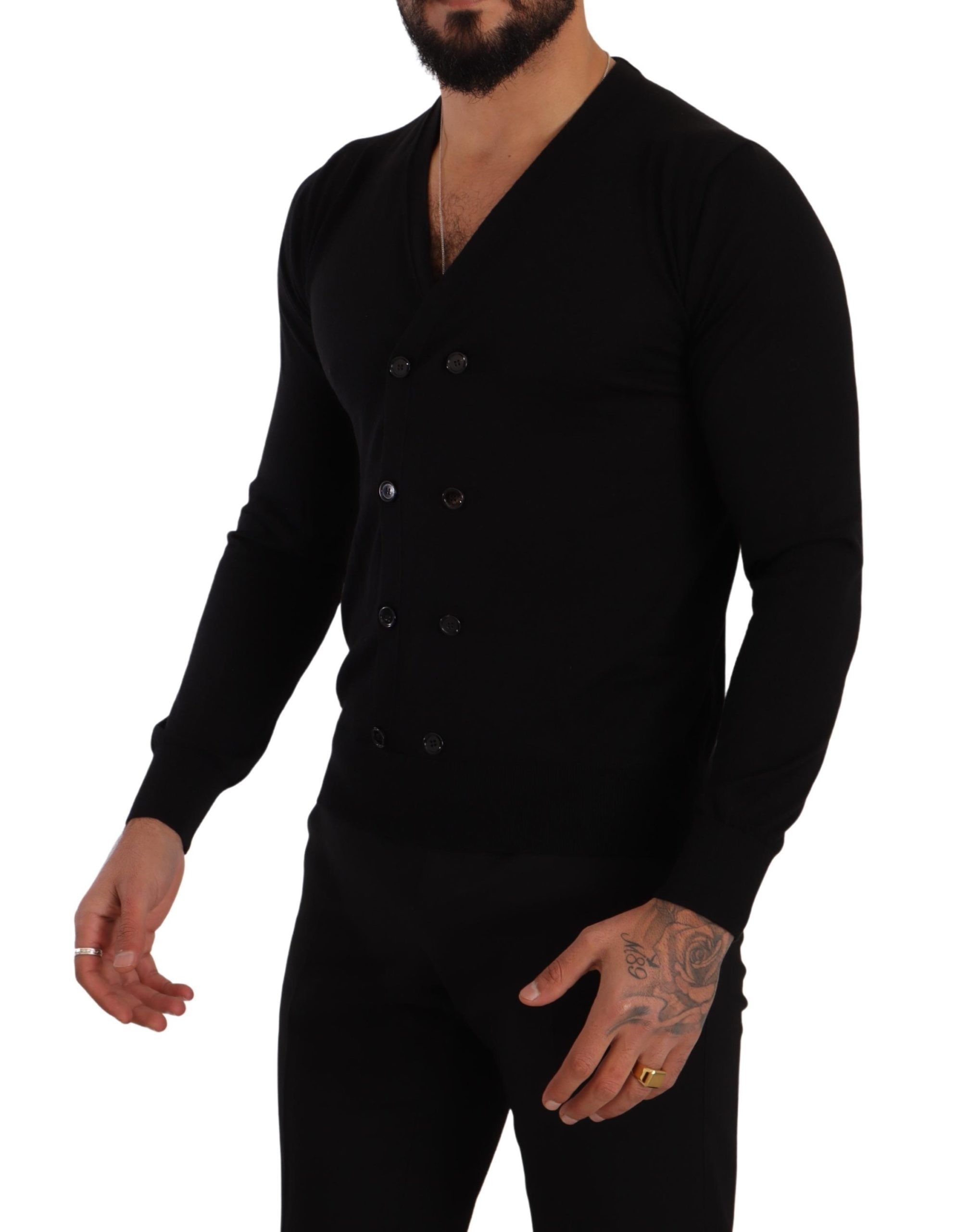 Black Cashmere Button Down Cardigan Sweater - Image 3