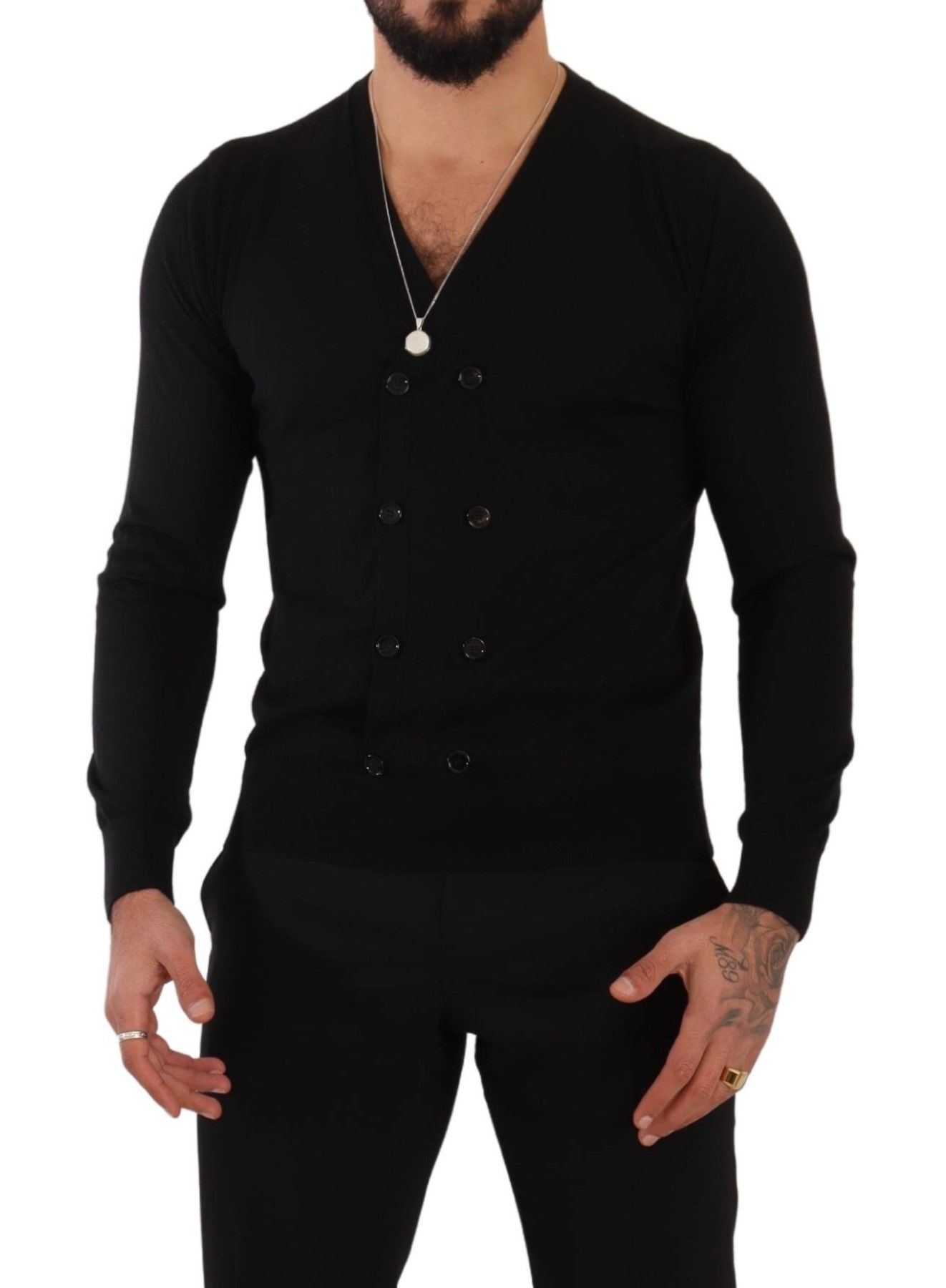 Black Cashmere Button Down Cardigan Sweater - Image 6
