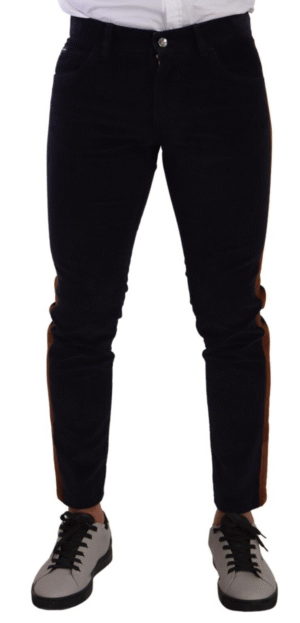 Blue Cotton Stretch Skinny Corduroy Jeans