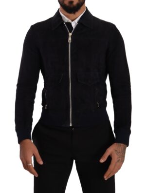 Blue Suede Lambskin Leather Coat Jacket