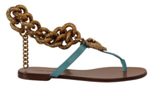 Blue Leather Devotion Flats Sandals