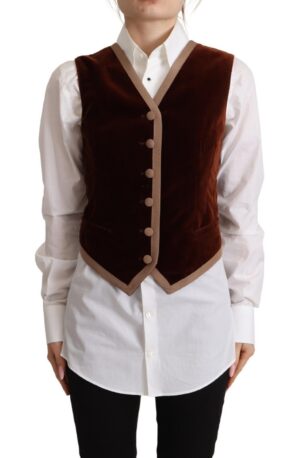 Bordeaux Velvet Cotton V-neck Sleeveless Vest Top
