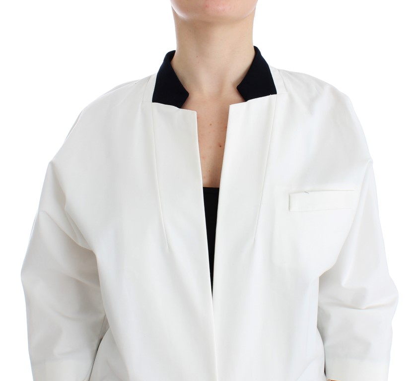 White Cotton Blend Oversized Blazer Jacket - Image 5