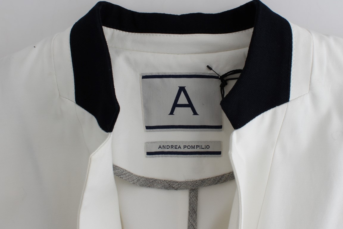 White Cotton Blend Oversized Blazer Jacket - Image 8