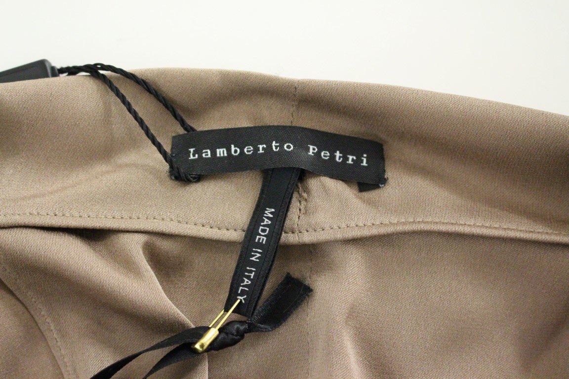 Brown Draped Silk Sheath Shift Coctail Dress - Image 5