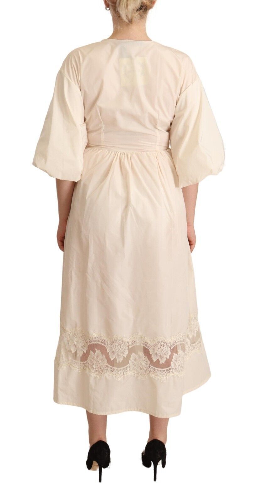 Off White Short Sleeves Maxi A-line Wrap Dress - Image 3