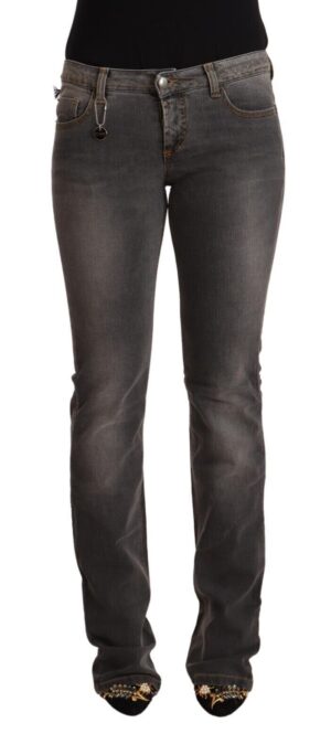 Gray Washed Low Waist Straight Denim Jeans
