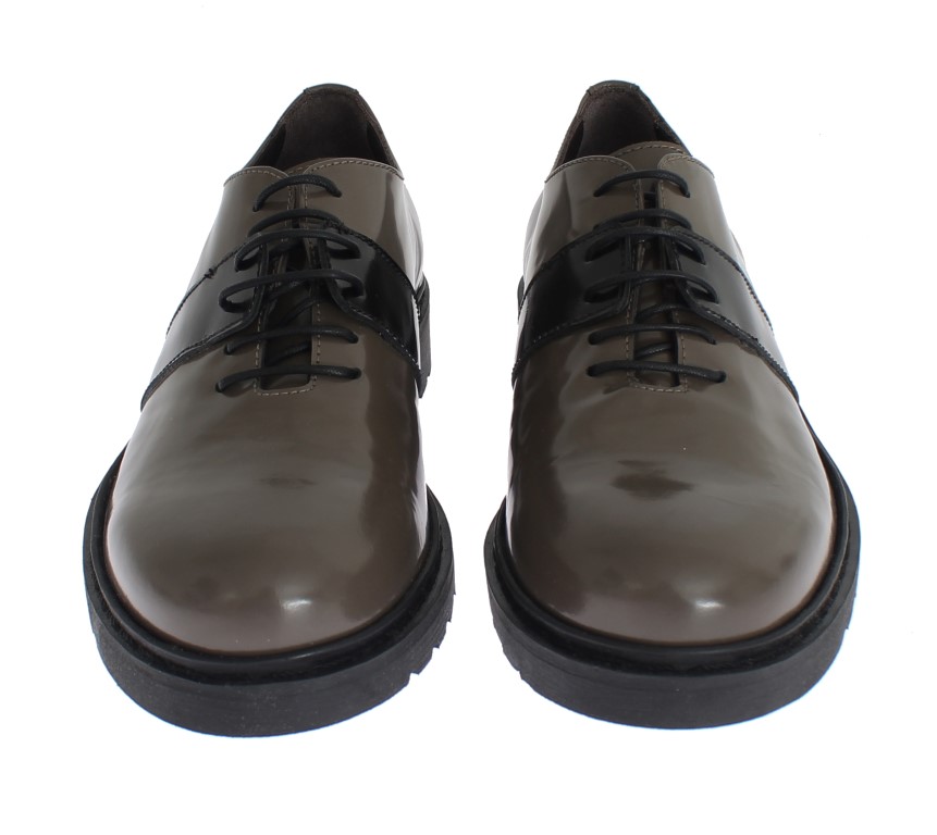 Gray Brown Leather Laceups Shoes - Image 2