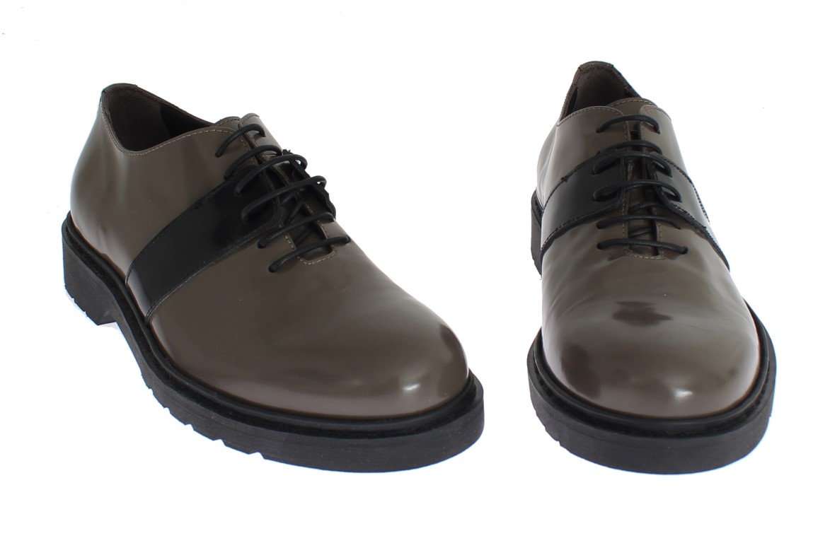 Gray Brown Leather Laceups Shoes - Image 3