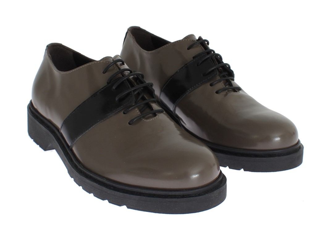 Gray Brown Leather Laceups Shoes - Image 4